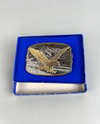 American Eagle Belt Buckle Silver Plated 24-Karat Gold ...