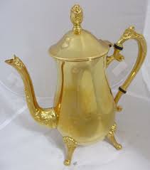 Gold Plate Large Coffee Pot With Attached Lid Holds 6 Cups ...