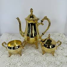Vintage Gold Plated, Tea Set, Hong Kong Co., 3-piece, Tea ...