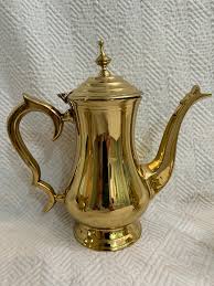 Vintage Lacquered Brass Tea Service - Set of 3 Pieces | Chairish