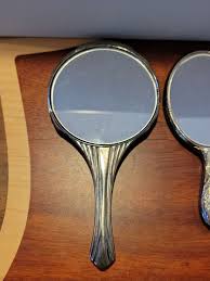 3 Small Vintage Silverplate Vanity Hand Mirrors - 1 is Reed ...