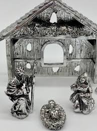 Nativity Set Silver Plated With Creche - Etsy
