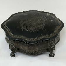 Vintage Silver Plated Lion Head Footed Jewelry Box with Lion Crest Coat of Arms | eBay