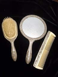 Silver Plated 3 Piece Comb Brush Mirror Vanity Dresser Set ...