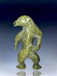 Inuit Soapstone Dancing Bear Carving / Sculpture Signed By ...