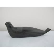 Canadian Inuit Native Signed Carving of Sealion Soapstone Sculpture | Chairish
