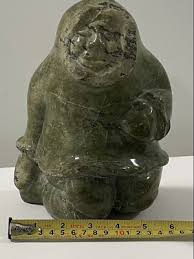 SUPERB SIGNED INUIT STONE CARVING PACIFIC NW 1974 ART SOAPSTONE GREEN 8x6x5” | eBay