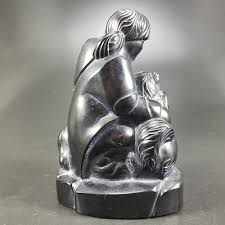 Pearlite Sculpture Inuit Girl w Husky Dog Signed Artist Mcphee BOMA Canada | eBay