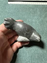 Vintage Inuit Carved Soapstone Seal Figurine Signed | eBay