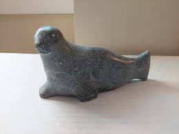 Vintage Inuit Grey Soapstone Seal, Signed, 6 Inches - Etsy India