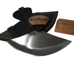 Large Size Horn & Wood Handle Ulu Knife 7" Stainless Steel ...
