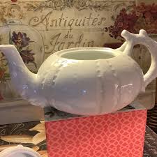 Solid White Teapot~Coral Shaped Handle & Top~9.5”L~Detailed/Beautiful~FREE SHIP~ | eBay