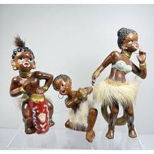 Vintage Ucagco African Native Figurines Japan Playing ...