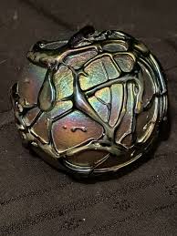 Rare Iridescent Threaded Art Glass Paperweight by Herbert A Thomas - Signed HAT | eBay