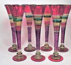 set of 7 PIER 1 FIESTA HOLLOW STEM HAND PAINTED ...