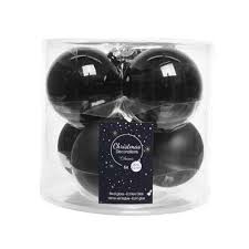 Black Gloss & Matte Glass Christmas Baubles, 8 Cm Set ...
