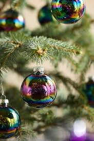 Dark Iridescent Glass Globe Ornaments, Set of 8 | Terrain