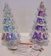 Set of 2 Glass Iridescent Light Up Christmas Trees 6.5" ~ NWT | eBay
