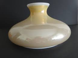 Vintage Iridescent Warm Yellow and White Cased Glass Lamp ...