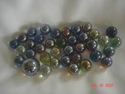 1980's IMPERIAL CHAMPION MARBLES in CANVAS BAG 36 IRIDESCENT ...