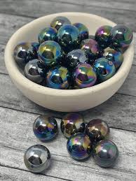 14mm Blue Purple Oily Black Glass Marbles - 20 Pieces ...