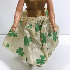 Vintage Irish Doll W/ Shamrock Clover Dress - Hard Plastic ...