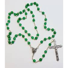 Vintage Catholic Chain Rosary Genuine Faceted Emerald and ...