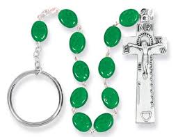 Chaplet Rosary Irish Penal Oxidized Silver Green Shamrock ...