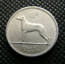 1966 Ireland Sixpence Old Irish 6d Coin Greyhound Dog Celtic ...
