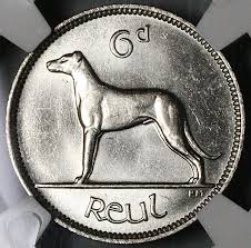 1939 NGC MS 65 Ireland 6 Pence Irish Wolfhound GEM Nickel ...