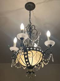 Crystal And Iron Chandelier