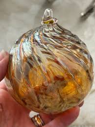 Art Glass Witches Ball/Sun Catcher/Ornament - Brown/Gold | eBay