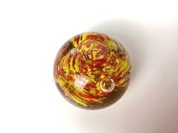 Vintage Art Glass Paperweight, Red and Yellow - Etsy