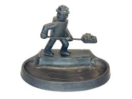 Antique IRON FIREMAN ROBOT COAL SHOVEL DESK ASHTRAY ADVERTISING art deco | eBay