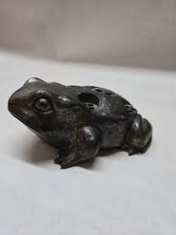 Japanese Ikebana Flower Frog or Incense Toad Bullfrog Bronze ...