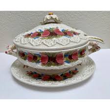 Vintage Italian Soup Tureen, Platter and Ladle | Chairish