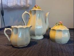 Japanese Ceramic Art Deco Tea Set - Teapot, Creamer & Sugar- 1960's | eBay