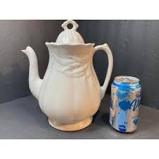 Antique English Ironstone Coffee Pot or Tea Pot Adams & Sons White Wheat Pattern | Chairish