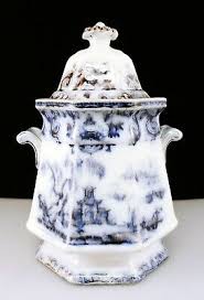 Antique MID 19TH BLUE Mellor Venables IRONSTONE 8 sided LIDDED SUGAR BOWL URN | eBay