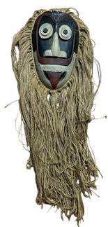 Vintage African Wooden Tribal Painted Face Mask with Headdress of Rope Hanging | eBay