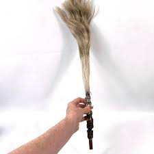 African Horsehair Fly Whisk – Carved Wood Handle, Tribal ...