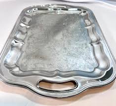 Irvinware Oblong Rectangular Chrome Silver Engraved Serving ...
