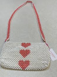 Isaac Mizrahi Beaded White Pink Hearts Valentines ...