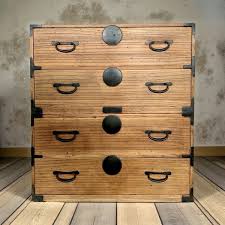 Antique Japanese signed Tansu Chest Kiri wood Meiji Period ...