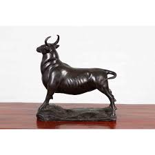 Contemporary Sculpture of a Bull with Dark Patina | FEA Home
