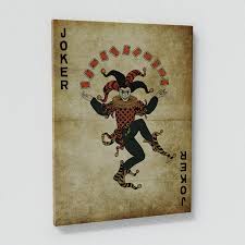 Joker Card Vintage Canvas Wall Art Print Decor Artwork ...