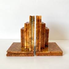 Vintage Orange Alabaster Marble Bookends, 'noymer Real ...