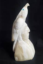 NATIVE AMERICAN CHIEF & EAGLE STONE SCULPTURE HAND CARVED ...