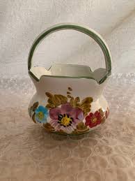 Vintage Ceramic Italian Hand Painted Floral Basket Planter | eBay