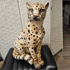 Vintage Cheetah Mid Century Era Style Ronzan Italian Hand-Painted Sculpture | eBay